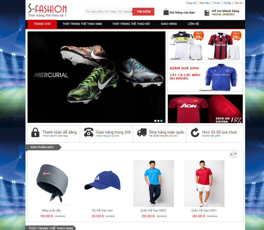 10 mẫu thiết kế website bán hàng đồ thể thao chuyên nghiệp
